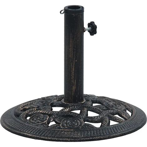 Base per ombrellone robusta in ghisa 40 x 32 cm motivo floreale chic giardino esterno 9 kg in ghisa bronzo 020045942
