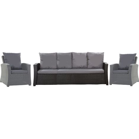 Set coussins pour salon de jardin résine tressée 5 places, coussins pour canapé 140x60x7cm, coussins pour fauteuil de jardin 2x50x56cm Anthracite (1/5)