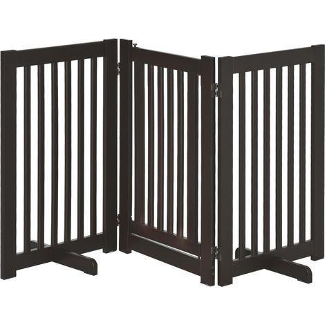 Barrière pour chien autoportante-réglable-en bois brun foncé-pliable-pour portes-sécurisée-155x35.5x76(cm) (1/5)