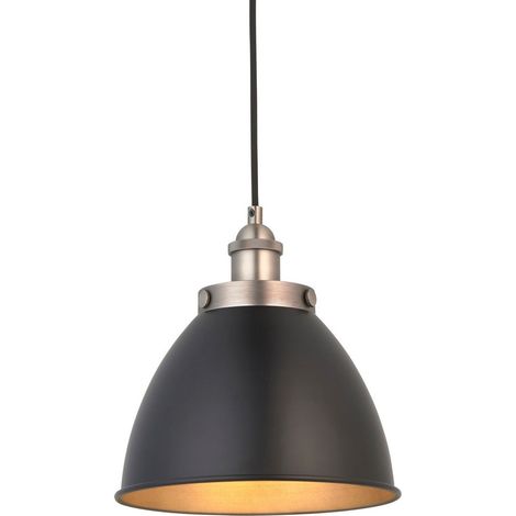 Endon Franklin Lampadario a Sospensione Singola, Lastra Peltro Invecchiato, Verniciatura Nero Opaco (1/5)