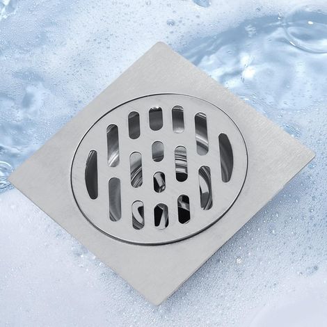 Siphon de sol en acier inoxydable, siphon de salle de bain carré anti-odeurs, grille d'évacuation épaisse pour salle de bain, douche et cuisine. (1/5)