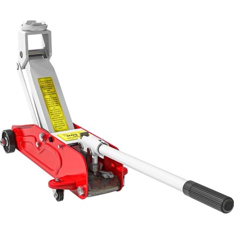 Cric hydraulique compact 2 tonnes pour voiture et SUV, hauteur 12-30 cm, acier rouge et jaune (1/5)