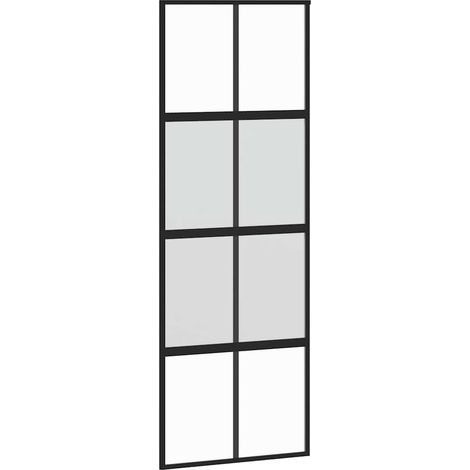 Sliding Door Black 76x205 cm Tempered Glass and Aluminium vidaXL