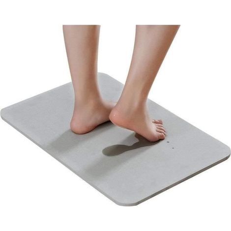 (Graue) Badematte – Chen's Shop – Diatomit – Rutschfest – 60 x 39 x 0,9 cm – Grau (1/4)