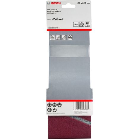 Bandas abrasivas Bosch X440 rojo 100x620 mm grano 80