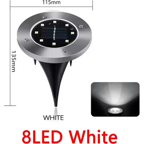 (Lot de 2 lampes solaires à lumière froide) Disque lumineux solaire extérieur à encastrer - projecteur, convient à la décoration de la maison, du jardin, de la pelouse et de la cour. (1/3)