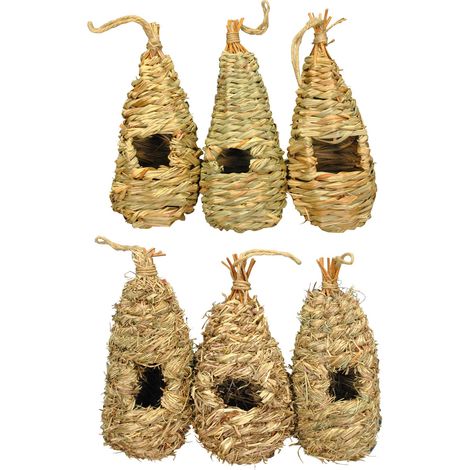 Straw and Raffia Bird Roosting Pouches (Set of 6)