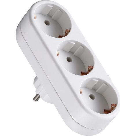 Multiprise 3 en 1, adaptateur secteur 250 V/16 A, 3 500 W max., prise murale portable pour appareils électroménagers, smartphones, ordinateurs, etc. (1/5)
