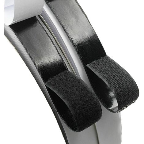 Ruban auto-adhésif auto-agrippant de 5 mètres — Fixation adhésive pour voitures, canapés, moustiquaires et rideaux — Noir, 2 cm x 5 m