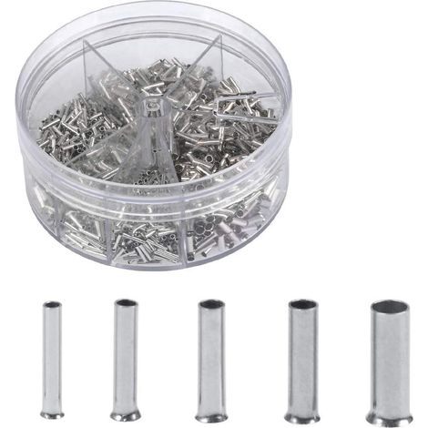 1900pcs Embouts de câbles de cosses non isolés 0,5/0,75/1,0/1,5/2,5mm² avec une boîte de stockage/rangement (1/5)