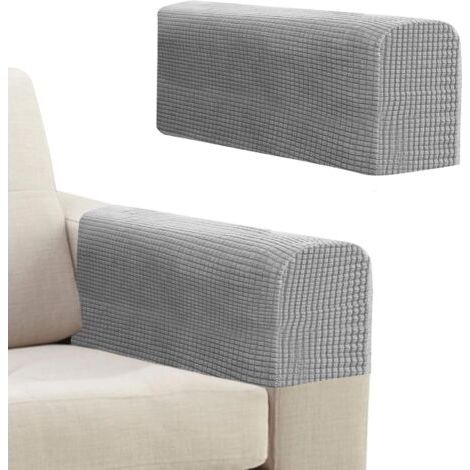 2er-Pack Schutzbezüge für Relaxsofa-Armlehnen, dicke Armlehnenbezüge für Sofa, Relaxsessel (Hellgrau) (1/4)