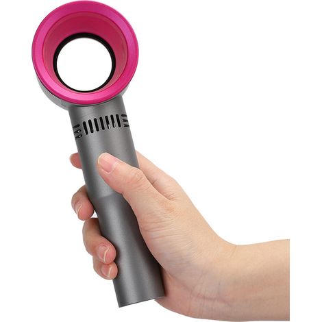 Ventilateur sans pales, mini ventilateur portable rechargeable USB, quatrième génération, pour la maison et l'extérieur (rose rouge)