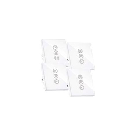 Interrupteur Volet Roulant Connecté, Interrupteur Volet Roulant Wifi,Compatible Avec Alexa/Google Home, Interupteur Connecté Tactile Rétro Éclairage Peut Éteindre Led Timer App Contrôle,4PCS- Crezuo (1/4)
