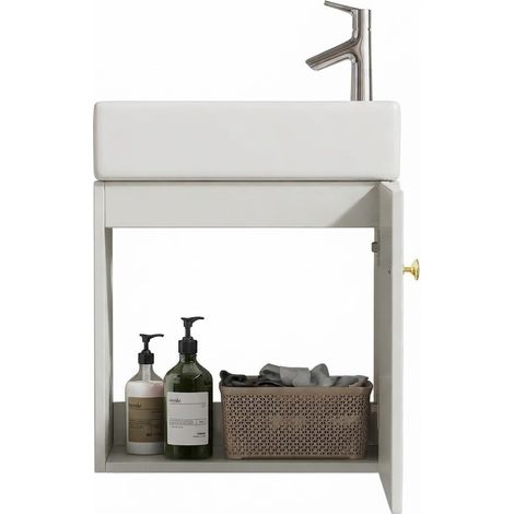 ELVMI Waschbeckenunterschrank mit Großem Stauraum und Soft-Close-Tür, für Badezimmer, MDF, Weiß, 62.0 x 54.0 x 26.0 cm (1/5)