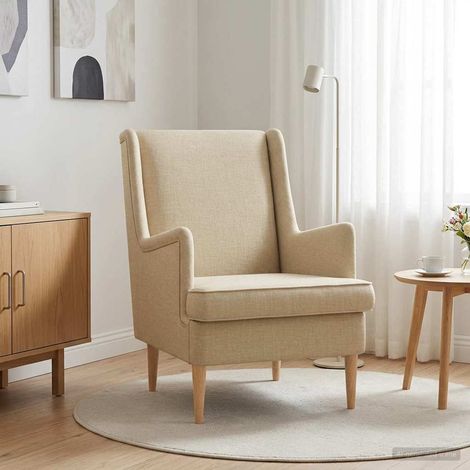 vidaXL Fauteuil Crème Tissu (1/5)