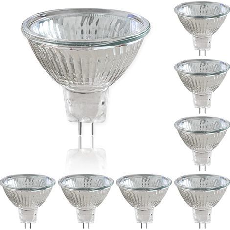 Pack de 8 Ampoules Halogènes à Réflecteur 12V GU5.3 50W, Spot à Intensité Variable, Ampoule Spot Halogène MR16, 660LM, Blanc Chaud 2700K, Faisceau 36°, Culot 2 Broches pour Appairage d\'Ampoules (1/5)