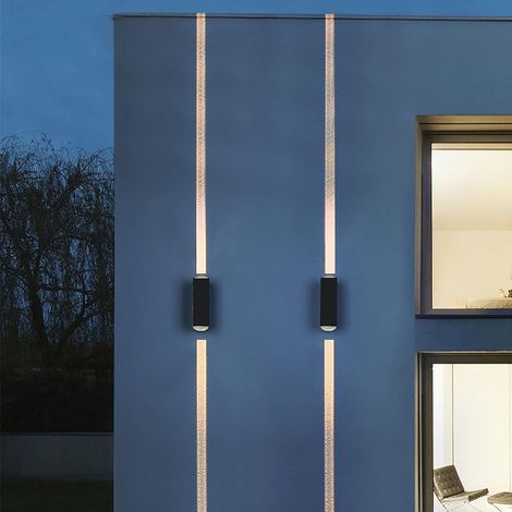 Set mit 2 Außenwandleuchten, nach oben und unten gerichtete LED-Außenleuchten, IP65 wasserdichte Außenleuchten, Aluminium-Verandaleuchten 85-265V 20W 3000K, moderne Wandleuchten für den Garten, schwar