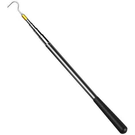 42cm-150cm Teleskopstange mit Haken, Teleskopstange mit Haken für Sonnensegel Keder, Dachfenster Stange zum Öffnen, Edelstahl Reptilienfänger Ausziehbarer Schlangenhaken