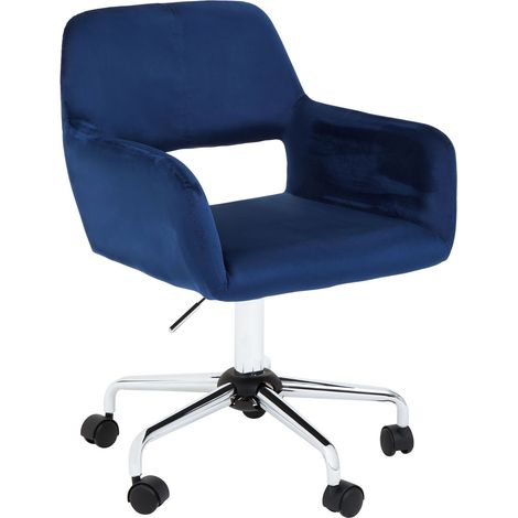 Premier Housewares Brent Navy Velvet And Chrome Base Home Office Chair (1/5)