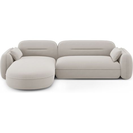 Canapé d'angle gauche modulable 4 places en velours beige clair (1/5)