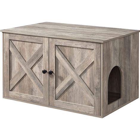 MaxxPet Cama Gato - Casa De Madera Para Gatos - Casa Gatos Exterior e Interior - Banco De Gatos - Cama Para Gatos - Gabinete Para Gatos Para Baño Para Gatos - 80x53x50 cm - Marfil Marrón