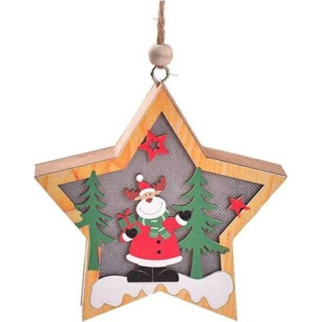 Guirlande lumineuse - Renne - Bois - LED Blanc Chaud - Piles - Décoration Intérieure Noël - 1 Pièce (1/5)