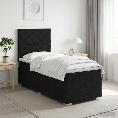 vidaXL Cama box spring con colchón Negro 100 x 200 cm Tela (1/5)