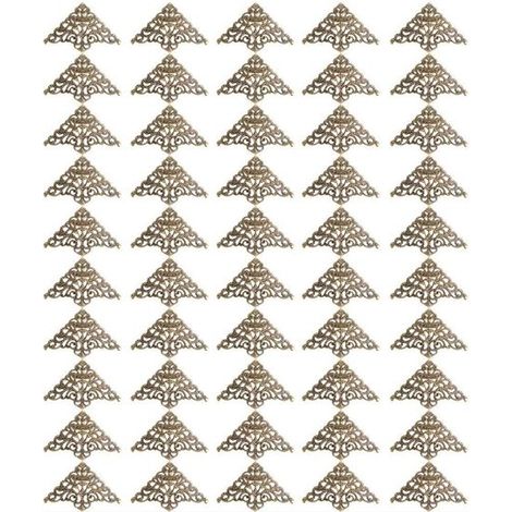 Protezioni angolari vintage per mobili, 50 pezzi, colore bronzo anticato, adatte a proteggere scatole, album e oggetti decorativi. Dimensioni: 7,6 x 5,6 cm. (1/5)