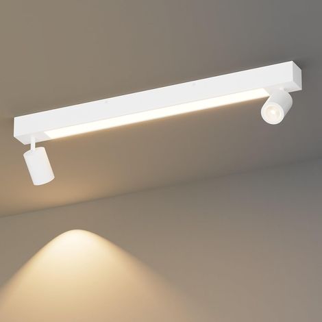 Spot Plafond Plafonnier 2 Spots Orientable, 28W 2070 Lumen LED + 2 Douille GU10, Luminaire Plafonnier Moderne pour Cuisine, Chambre, Salon, Couloir, Blanc, GU10 Ampoule non Incluse (1/5)