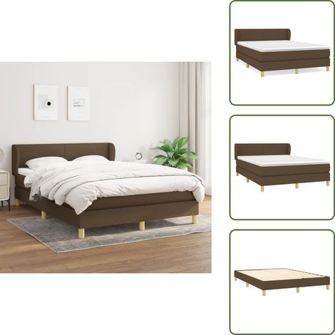 Boxspringbett mit Matratze Dunkelbraun 140x200 cm Stoff - Boxspringbett - Doppelbett - Bettenrahmen - Lattenrost - Matratze (1/5)