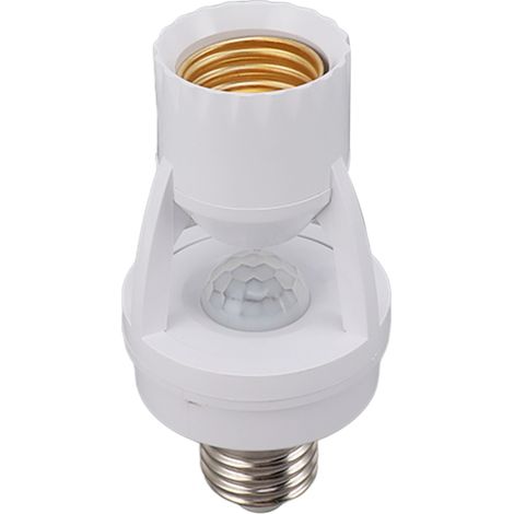 Douille à détecteur de mouvement PIR, adaptateur pour ampoule à vis E27, allumage et extinction automatiques réglables, veilleuse pour garage ou sous-sol (1/5)