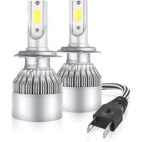 Ampoules de phares de moto à LED H7, paire d'ampoules de phares à LED H7 6000 K, kit de conversion de phares à lumière blanche, ampoules de voiture étanches, 2 ampoules H7 6000 K (1/5)