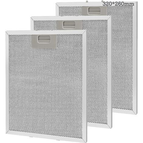 Lot de 3 filtres à graisse métalliques pour hottes de cuisine, 320 x 260 mm - Argent