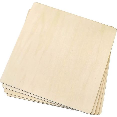 carrés de bois brut, contreplaqué de tilleul, feuilles de bois épaisses - 45 x 45 cm (1/5)