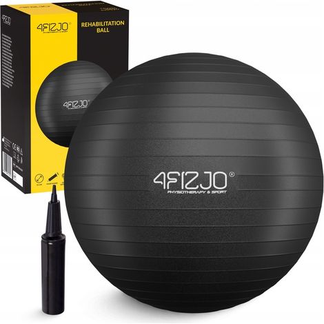 4FIZJO Aufblasbarer Gymnastikball für Übungen, 55 cm, Schwarz (1/5)