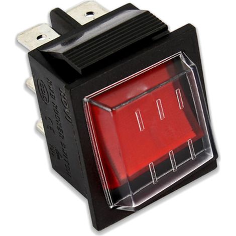 Deviatore bipolare luminoso di colore rosso 6 faston con protezione I -2