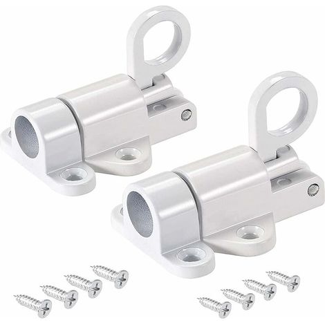 2 Pièces Loquet en Aluminium, Verrouillage de Rebond, Ressort Bounce Verrou De Verrou De Verrouillage, pour Abri de Jardin de Fenêtre Portail Toilettes Chambre à Coucher - Blanc, (1/5)