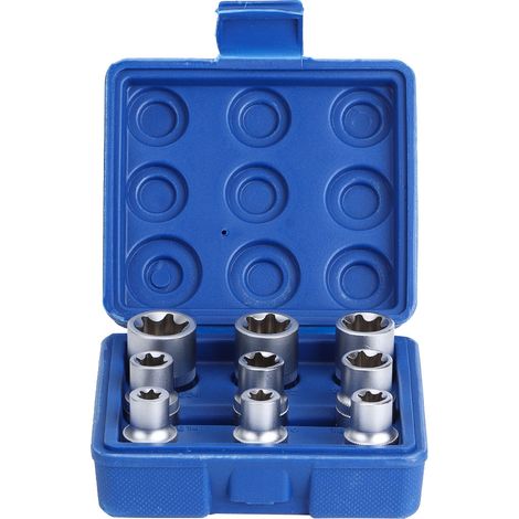 Douilles Torx E-Type - 1/2 Pouces - Jeu de 9 Pièces E10 à E24 - Pour Réparation Mécanique et Électronique (1/5)