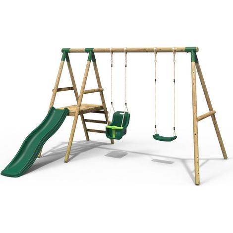Wooden Swing Set with Slide - Odyssey Green (1/5)