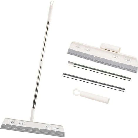 Raclette de Sol Télescopique en Silicone avec Brosse Amovible pour Nettoyage Vitre et Carrelage