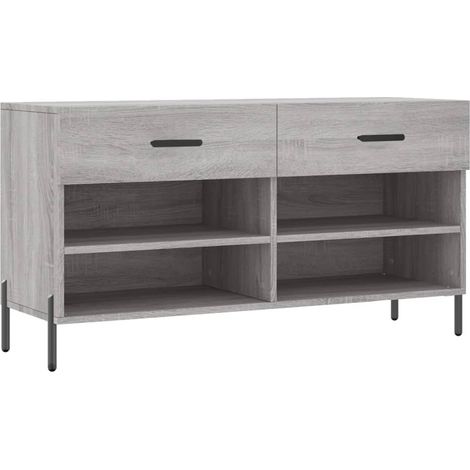 Banc à chaussures bottes commode étagère meuble entrée rangement sonoma 102 x 35 x 55 cm bois d'ingénierie gris