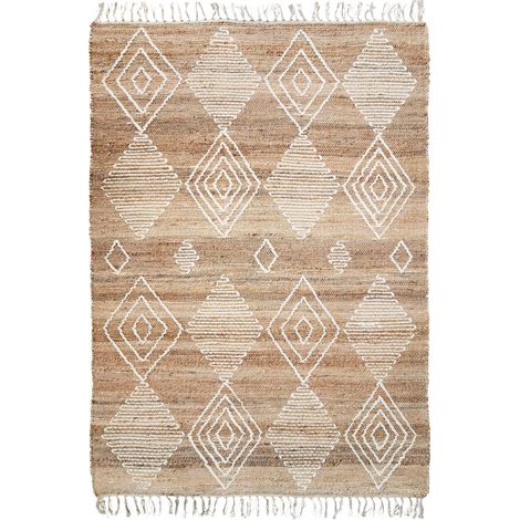 PRIMI LOSANGES - Tapis en chanvre avec motifs losanges en laine épaisse naturel 120x170 (1/5)