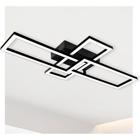 Plafonnier LED, 24W 3000LM Moderne de Luminaires Intérieur, 4000K Blanc Naturel Luminaire Carré Pour Plafond 62CM, Design à Forme Réglable Rectangulaire Noir, Plafonnier pour Chambre, Cuisine, Bureau (1/5)