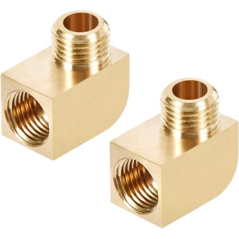 2pcs Raccord de tuyau laiton 90 degrés M10 Male x M10 femelle (1/4)