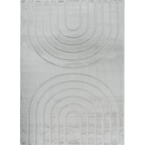 Tapis gris géométrique antidérapant doux lavable - 160 x 230 cm