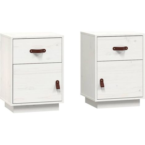 Set 2 comodini con cassetto e vano anta 40 x 34 x 55 cm in legno di pino bianco DEC034908