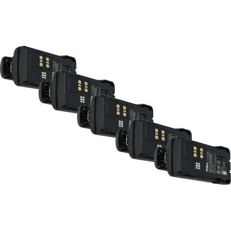 vhbw 5x Battery compatible with Motorola DP4400E, DP2000, DP2600, DP2400 Radio, Walkie-Talkie (1800mAh, 7.4 V, Li-ion) + Belt Clip
