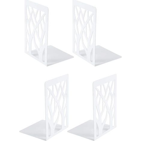 Serre Livre,2 Paires Cale Livre en Métal Innovant d'arbre Presse Livres, Serre Livre Enfant Bloc Livre Séparateurs de Livres Décoratifs pour Bureaux, Écoles et Librairie (Blanc) (1/5)