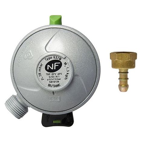 Détendeur butane rapide - Rousseau - Connexion rapide - Pour bouteilles 6 kg - Valves automatiques 20 mm