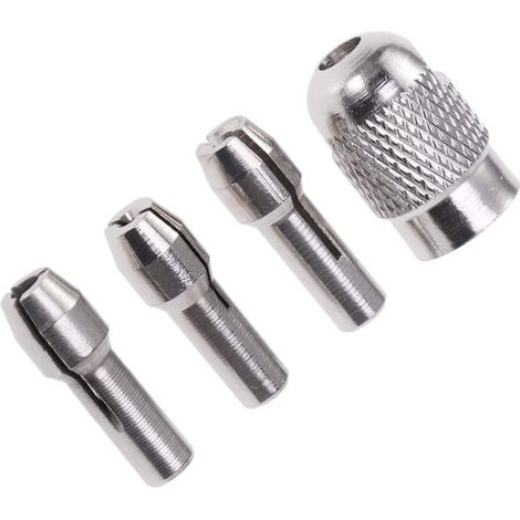 Jeu de 4 Collets à Pince en Métal Argenté Écrous pour Meuleuses Électriques, Serrage Stable et Précis, Mandrins 1mm, 1.5mm, 2.35mm pour Atelier et Bricolage (1/5)